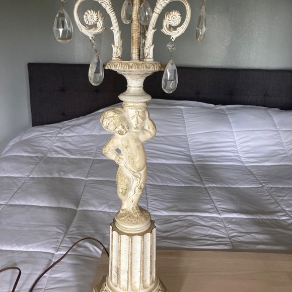 Vintage cherub crystal chandelier lamps - Picture 4 of 5